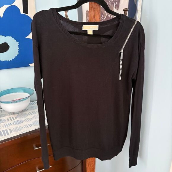 MICHAEL Michael Kors Black Sweater with Silver Zipper Detail size S - Picture 2 of 7